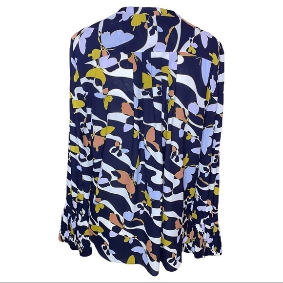Ann Taylor Pleated Cuff Butterfly Print Blouse Size M - Picture 6 of 9